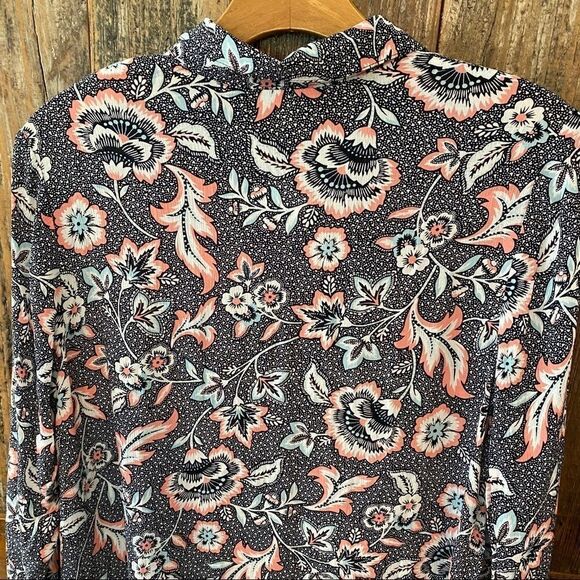 J. Jill XS NWT Sheer Black Floral Button Rayon Flowy Relaxed Tunic - Picture 10 of 11
